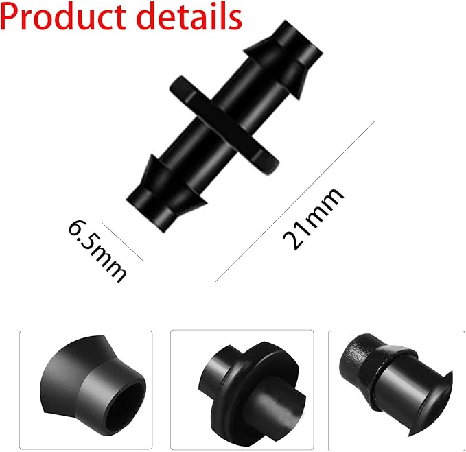 200Pcs Drip Irrigation Connectors, HOINCO Drip Irrigation Barbed Connectors Fit for 1/4-Inch Tubing, Irrigation Straight-Through Joints, Garden Lawn Water Hose Connectors for Drip or Sprinkler Systems