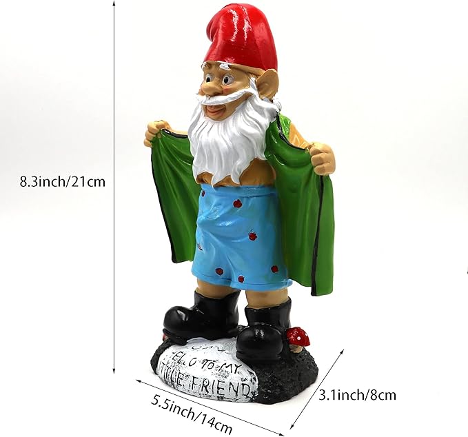 Tirifer 8.3inch/21cm Big Size Garden Gnome, Polyresin Outdoor Sculpture Gnome Statue Garden Figurine Art Garden Decoration for Lawn Yard Balcony Porch Patio