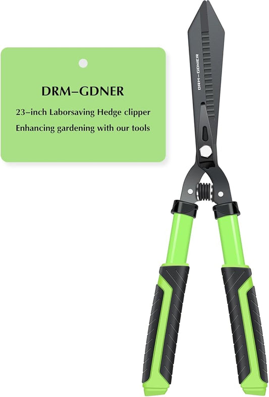 Garden Hedge Shears Heavy Duty,23" Manual Hedge Clippers with New Tech Serrated Blade & Dual Shock Absorbing Cushion,Shears Gardening Tools