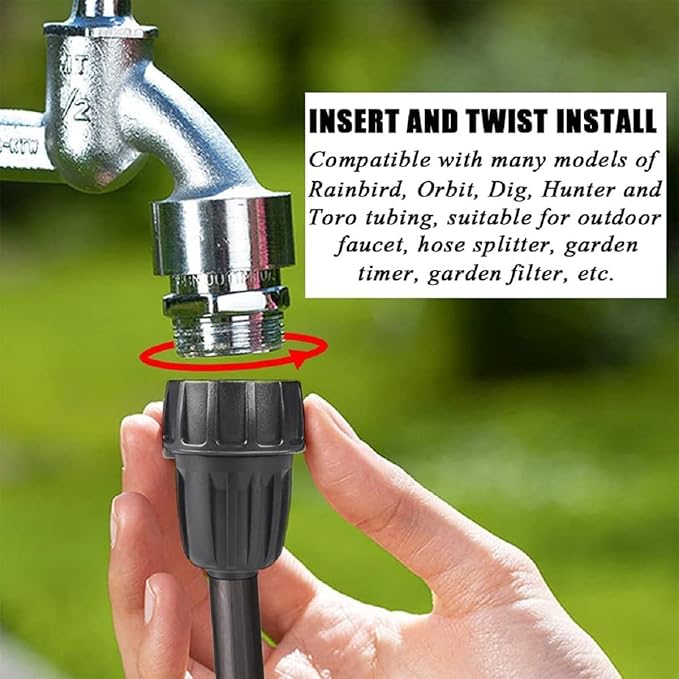 1/2 Inch Drip Irrigation Tubing Faucet Adapter 3 Pack, 3/4" to 1/2" Irrigation Hose Adapter, 3/4 Inch Faucet Connector Garden Hose Adapter