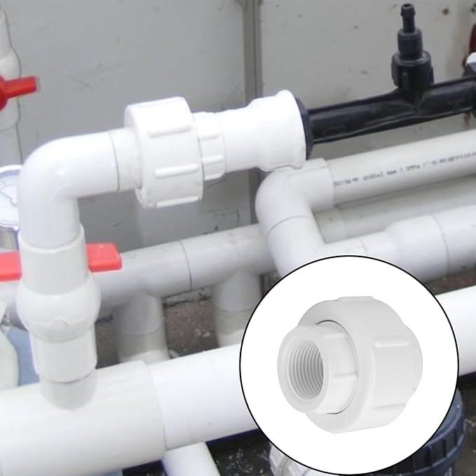 6Pcs 3/4Inch Female Threaded PVC Union Coupling Pipe Fitting (Female x Female) 3/4'' PVC FNPT Female Union Coupling Adapter for Sprinkler Pipe, Irrigation, Plumbing, Schedule 40, EPDM O-Ring