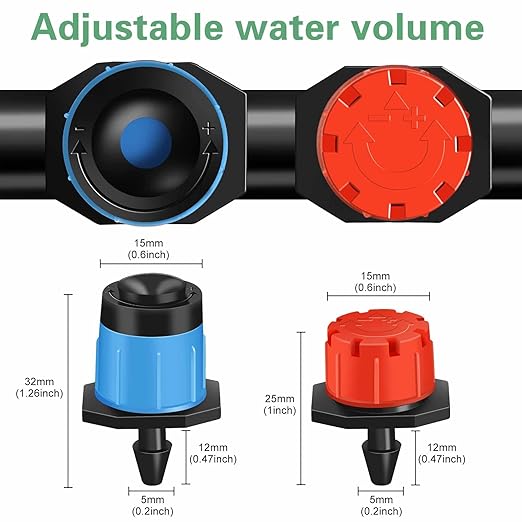 Drip irrigation emitters, 150+30Pcs/set drip irrigation parts for garden watering system, Adjustable nozzle drip irrigation spray nozzle， Used in vegetable gardens, gardens, orchards, etc,automatic