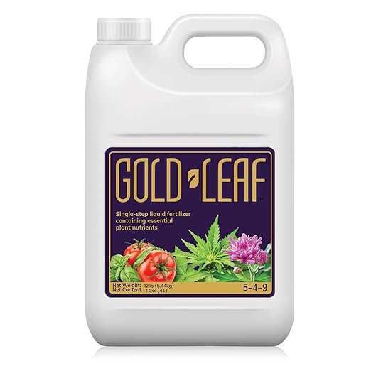 1 Gallon Gold Leaf Liquid Fertilizer Single-Step Plant Fertilizer with Every Essential Nutrient for Healthy Bigger Buds and Blooms, Optimized pH for Soil, Hydroponics, and Coco Growers