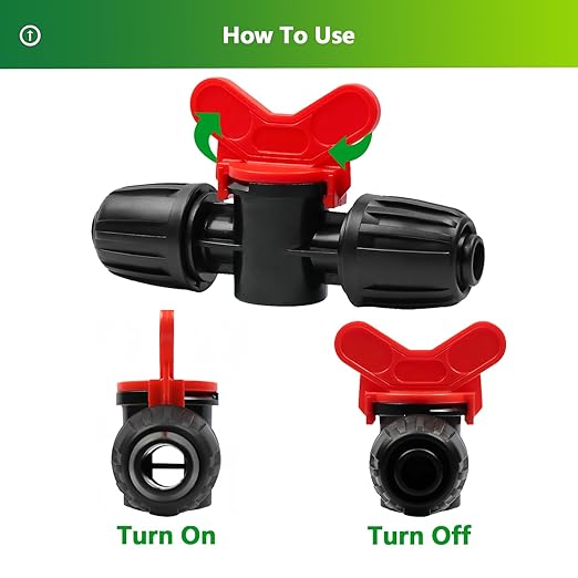 24 Pcs 1/2 Inch Drip Irrigation Fittings Kit, 1/2 Inch Drip Tubing (0.60"-0.65" OD) Parts Including 4 Tees 5 Couplings 4 Elbows 4 Reducing T 4 Plugs 2 Valves 2 Threaded Faucet Adapter