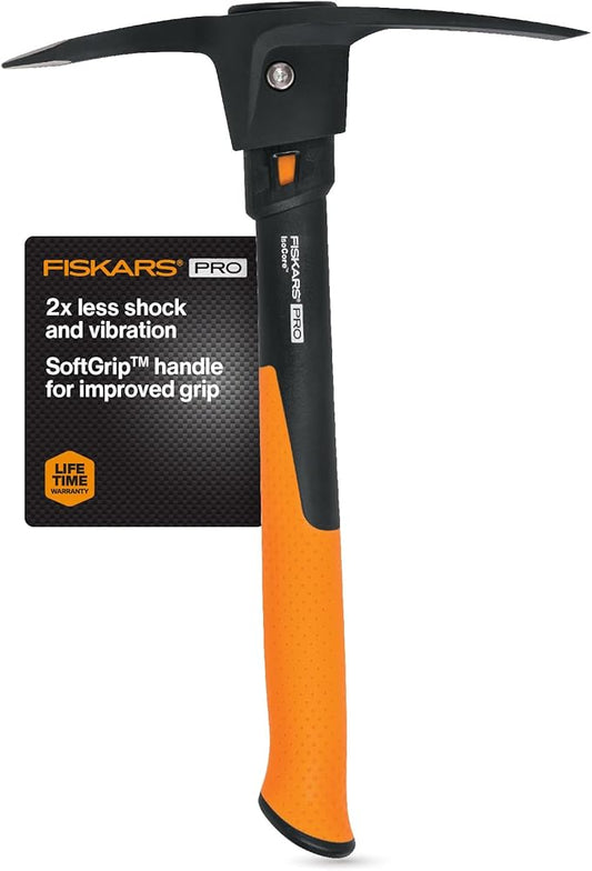 Fiskars IsoCore Pickaxe Mattock with Shock Absorbing Handle, 1.5 lb