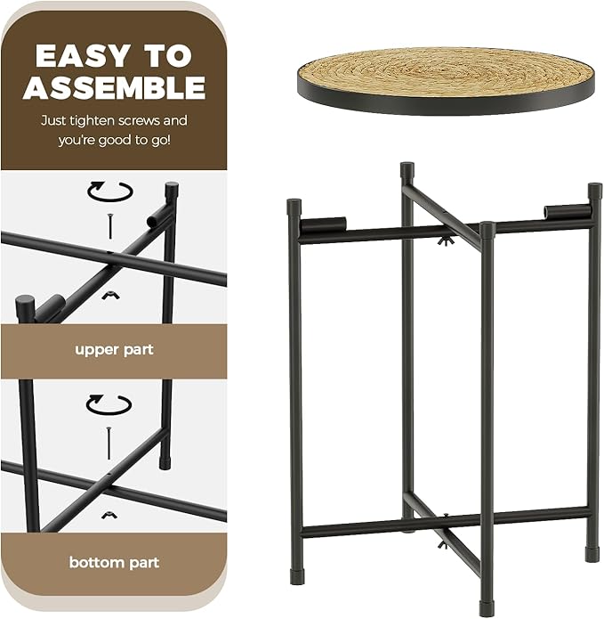 Bamworld Rattan Plant Stand Indoor,Round Plant Table for Large Plants,Tall Heavy Duty Plant Holder for Living Room Bedroom Balcony,Boho Rattan Decor