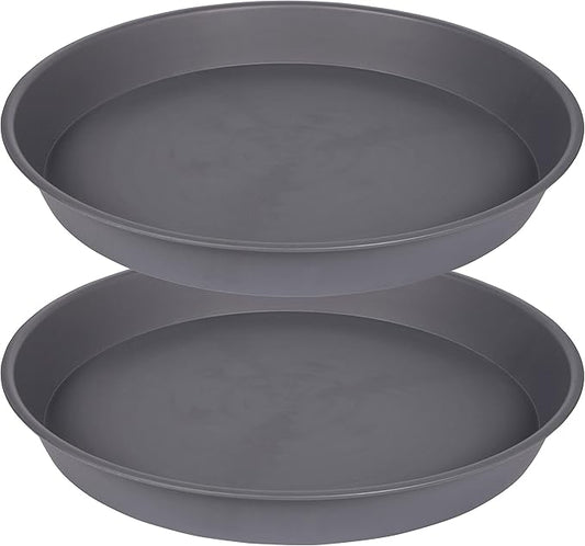 2 Pack of 14 inch Plant Saucer, Heavy Duty Round Plastic Plant Water Tray, Bird Bath Bowls, Plant Saucers for Indoors, Pot Drip Trays for Planter 12-14" (14", Cement)