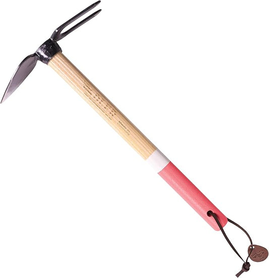 Adler - The Daisy Garden Hoe, Heavy Duty Yard Tool Lawn Care, Loosening Soil, Weeding, and Digging, Steel Head 3.9 inches, Wood Handle 17.7 inches (Rose)