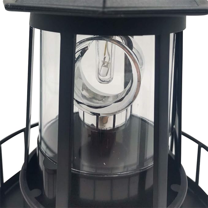 LED Solar Powered Lighthouse, 360 Degree Rotating Lamp, IP65 Waterproof LED Solar Lighthouse Garden Yard Outdoor Decor