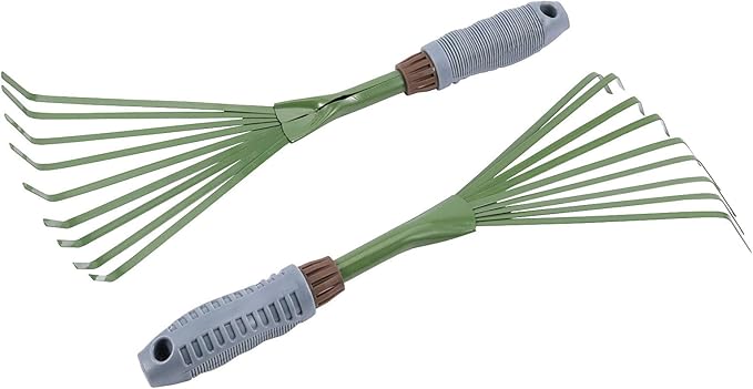 5 PCS 9 Teeth Garden Hand Rake, Small Hand Fan Rake with Non Slip Grip, Thicken Hand Rake Garden Tool for Gardening, 15.4 x 6.3 x 1.7 Inch
