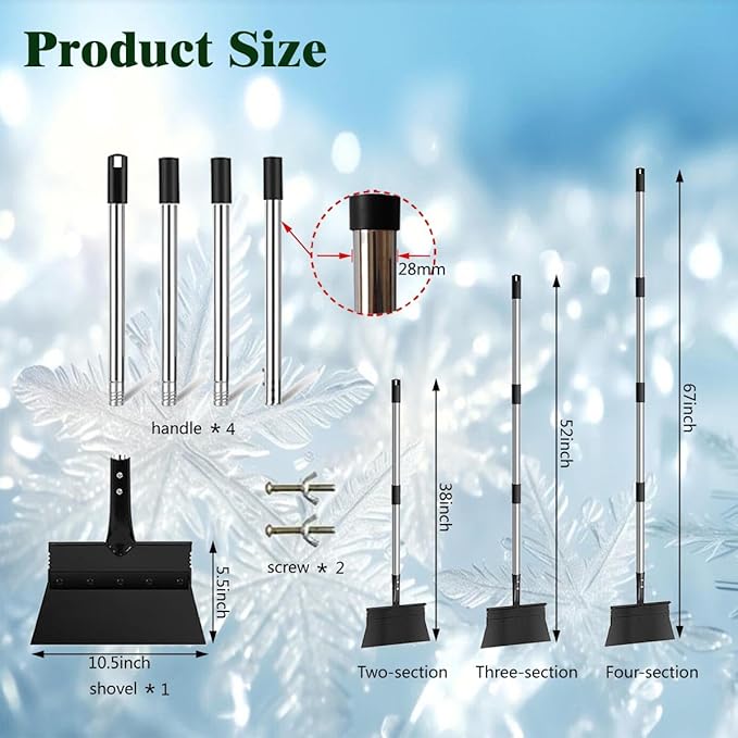 Flat Shovel, Snow Shovel, Ice Scraper for Driveway,67" Long Handle Garden Cleaning Shovel, Ice Removal for Road Outdoor, Ice Chopper for Walkway, Weed Remove Tool for Lawn Edging