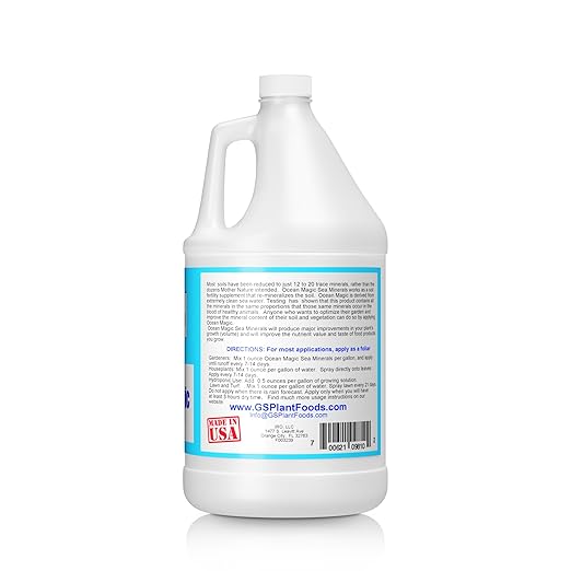Ocean Magic Sea Mineral Fertilizer by GS Plant Foods(1 Gallon) - Soil Mineral Health Improvement Liquid Concentrate - Sea Minerals for Lawn and Turf, Gardens & House Plants