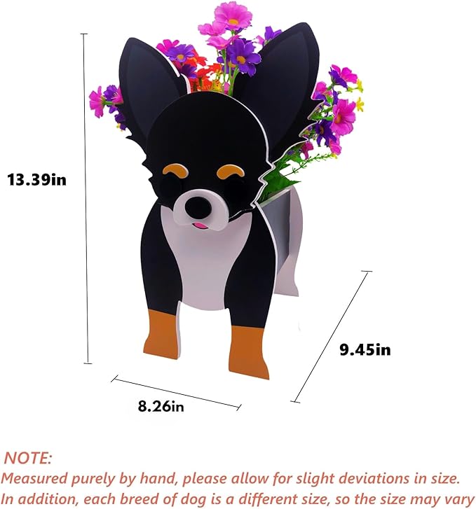 Black and White Chihuahua Planter Plant Pots,Cute Garden Dog Flower Planter,Dog Planters Birthday Gifts for Women,Office,Indoor/Outdoor Decor(9.45 * 5.91 * 13.46in)