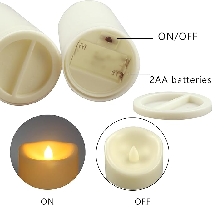 CANDLE CHOICE Waterproof Outdoor Battery Operated Flameless Candles with Timer Flickering Plastic Resin Electric LED Pillar Lights for Lantern Patio Garden Wedding Party Decorations 3x4 Inches 2 Pack
