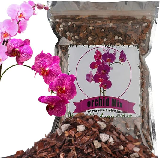 All Purpose Orchid Soil Potting Mix - Orchid Bark & Organic Perlite for Plants - All Natural Potting Soil Media Has Good Drainage for Planting or Orchid Repotting (2 qt)