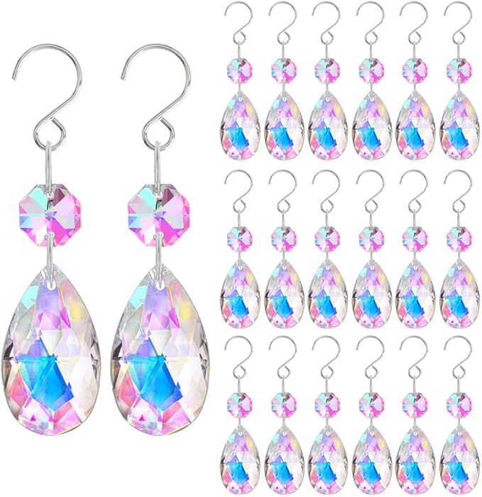 20Pcs Chandelier Crystals,38mm Colorful Teardrop Crystal Chandelier Pendants Parts Beads,Hanging Crystals for Chandeliers