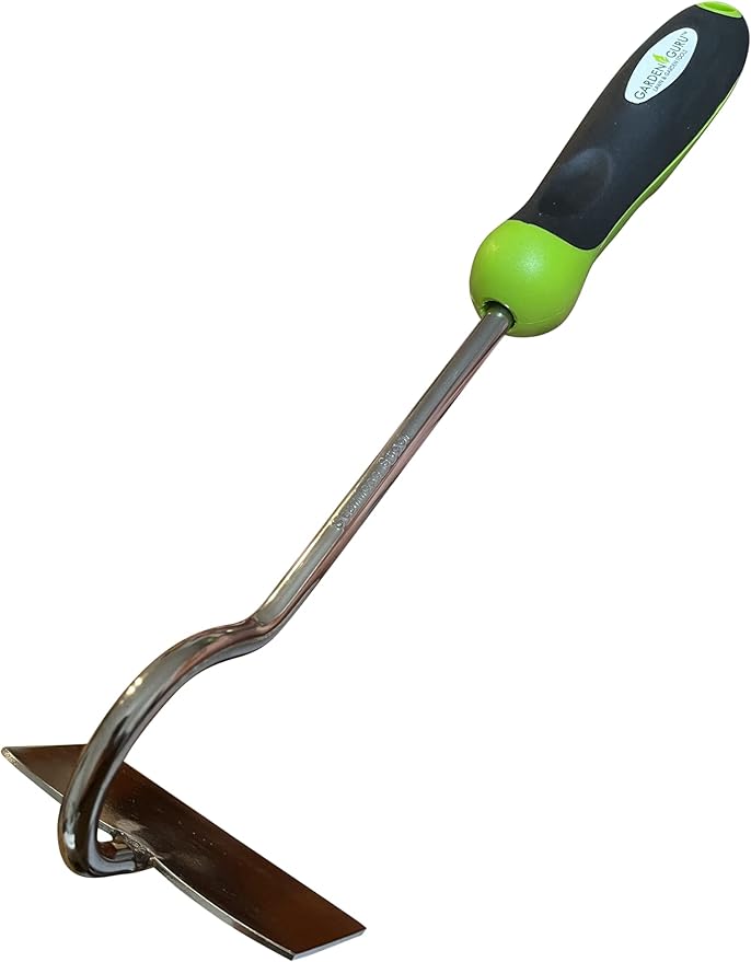 Garden Guru Hand Hoe Tiller Cultivator Tool - Stainless Steel for Ultimate Strength - Rust Resistant - Ergonomic Handle - Great for Gardening Digging Tilling Planting Cultivating Loosening