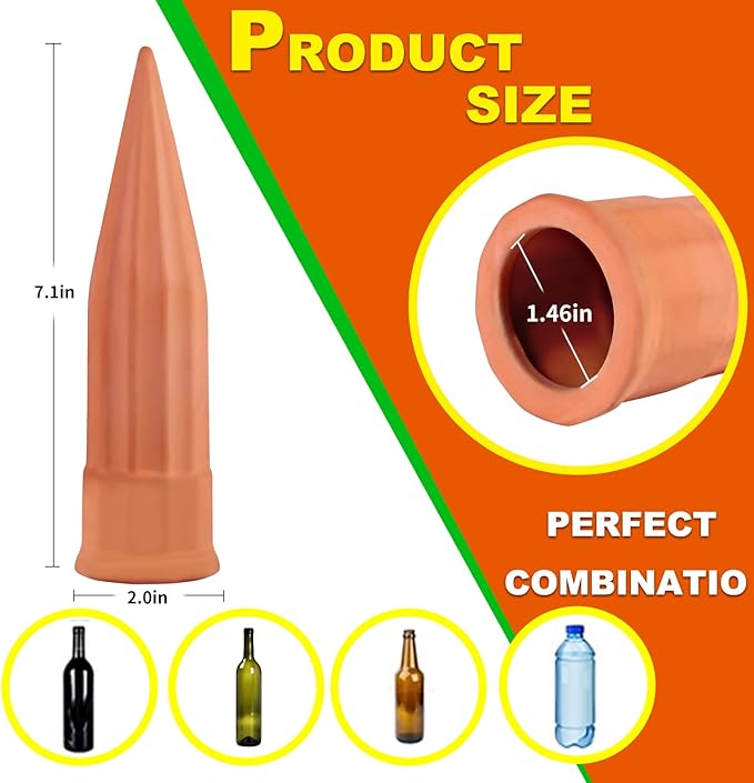 Plant Self-Watering Stakes-15 Pack Terracotta Automatic Plant Waterer Devices Auto-Water Irrigation System for Indoor/Outdoor Plants