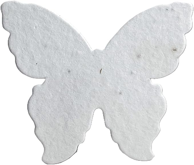 Of The Earth Handmade Paper - Wildflower Seed Paper Butterfly Shape - Large 3" - Set of 24 (10s White Seed)