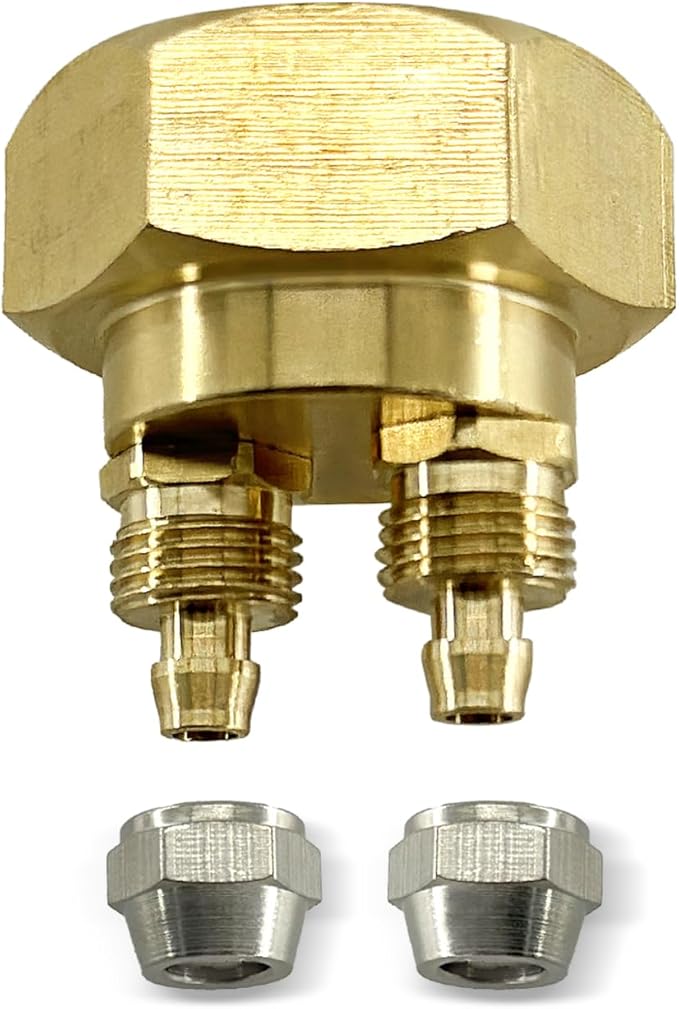 Drip Irrigation Hose Connector, 4 Pcs 3/4" to Dual 1/4" Hose Adapter, Convert 3/4" Female Hose Thread Bib to 1/4" Tubing, US Standard Faucet Adapter, Hard Brass Made