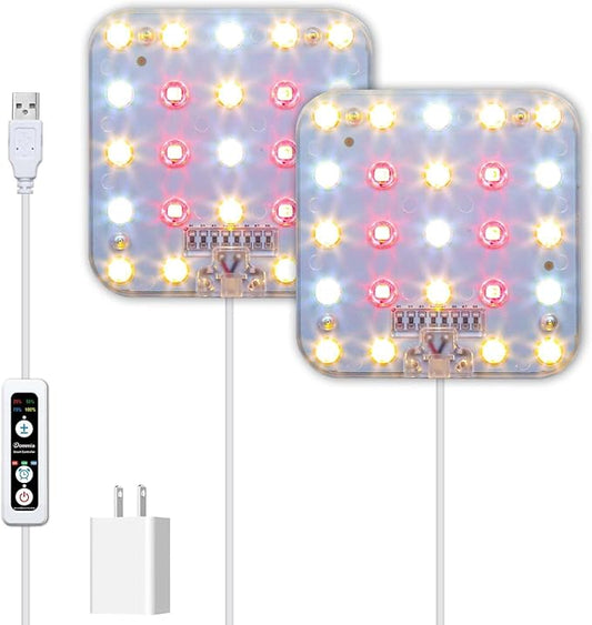 DOMMIA Grow Light, 3300K Warmwhite Dimmable Full Spectrum High PPFD with Optical Lens, Auto on/Off and 6/12/16H Timer, Suitable All for Indoor Growing