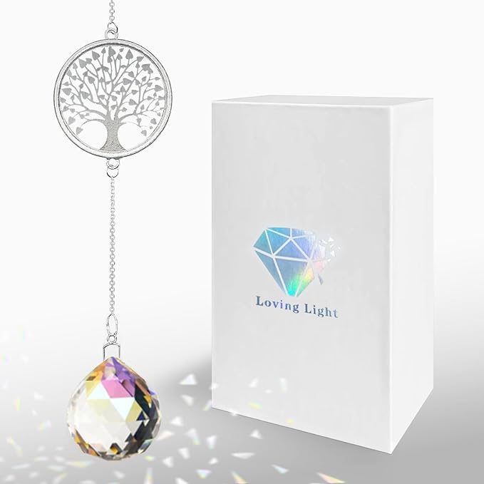 Memorial Gifts for Loss of Loved One, Unique Sympathy Gift Idea Crystal Ball Window Suncatcher, Rainbow Bereavement Grief Gift Box for Loss of Mom Grangma Son Daughter Friend Dog, Tree of Life