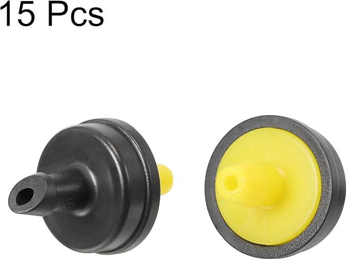 15 Pack Pressure Compensating Dripper - Garden Irrigation, Maintain Constant Flow & Drip Emitter, Apply to Outdoor Garden Lawn (5 Gallon Per Hour, Black Yellow)