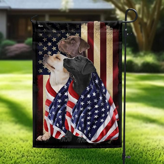 FLAGWIX Three Labrador Retriever Flag - Outdoor Labrador Decorations, Garden Flag (11.5" x 17.5"), Heavy-duty Canvas Labrador Flag Double Sided Garden Décor