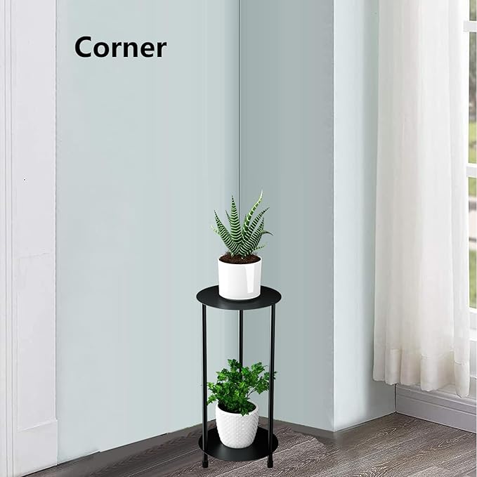 2 Tier Metal Plant Stands for Indoor Outdoor,Modern Plant Stand Indoor,Metal Flower Potted Plant Holder Plants Display Rack,Rustproof Corner Flower Pot Stands,Garden,Patio,Living Room,Corner,Office