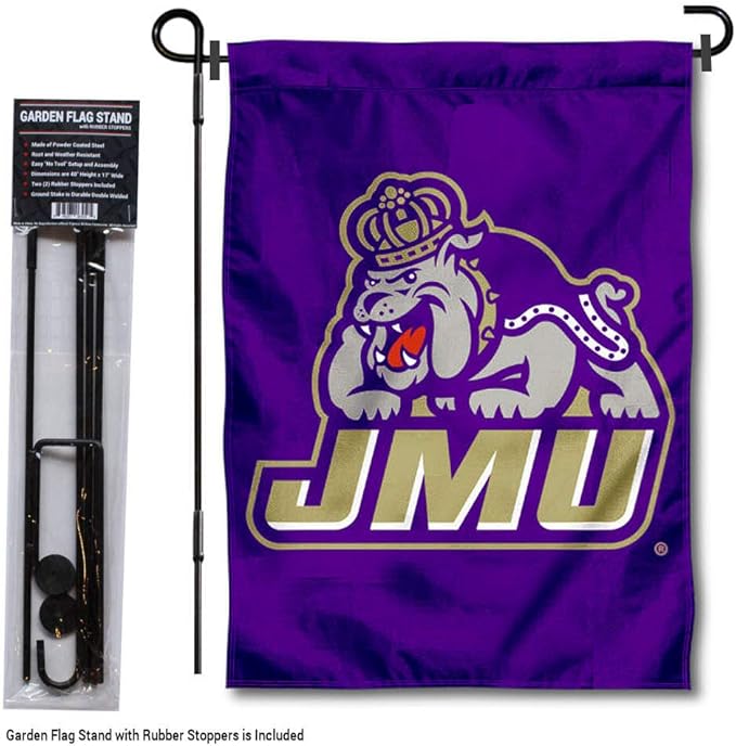 College Flags & Banners Co. James Madison Dukes JMU Garden Flag with Pole Stand Holder
