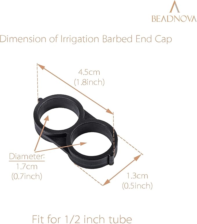 BEADNOVA Drip Irrigation Parts 10 Pcs 1/2 Inch Barbed End Caps Goof Plugs Drip Irrigation Fittings Drip Line Connectors for 1/2 Inch Irrigation Tubing Garden Watering System (10pcs)