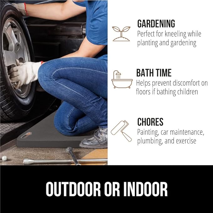 Gorilla Grip Extra Thick Kneeling Pad, Supportive Soft Foam Cushioning for Knee, Water Resistant Construction for Gardening, Bathing Baby, Workout Supplies, Lightweight, Garden Work Gifts