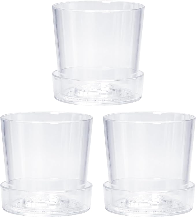 Phoenix Vine 4.5 Inch Clear Acrylic Planter Pot with Tray, Orchid Pot with Drainage Holes, Deep Saucer for Bottom Watering, Transparent Containers for Indoor Plants, Herbs, Set of 3, 91-A-E-3