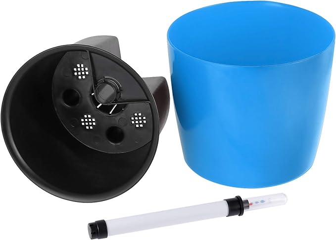 KINJOEK 4 Packs 7 Inch Self Watering Pot with Water Level Indicator, Blue Modern Garden Decorative Flower Self-Watering Planter for Indoor Plants Grow African Violets Succulents