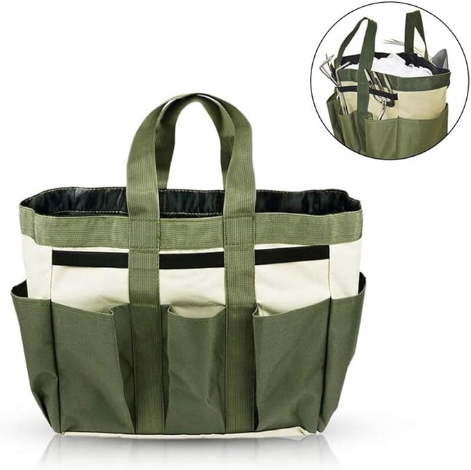 Gardening Tote Bag Garden Tool Bag with 9 Pockets Garden Tote Organizer Bag Gardening Tool Kit Holder Oxford Bag Gardening Tools Storage Organizer Tote Bag for Outdoor Garden Lawn Yard