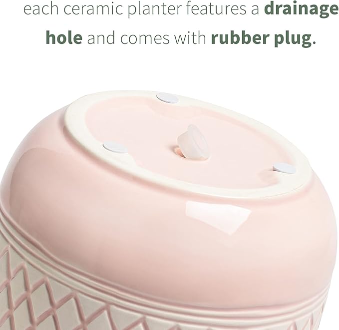 6 + 4.7 inch Flower Plant Pots Indoor Plants, Ceramic Planter with Drainage Hole, Pink Plant Pot for Succulent Orchid Snake Plants Cactus