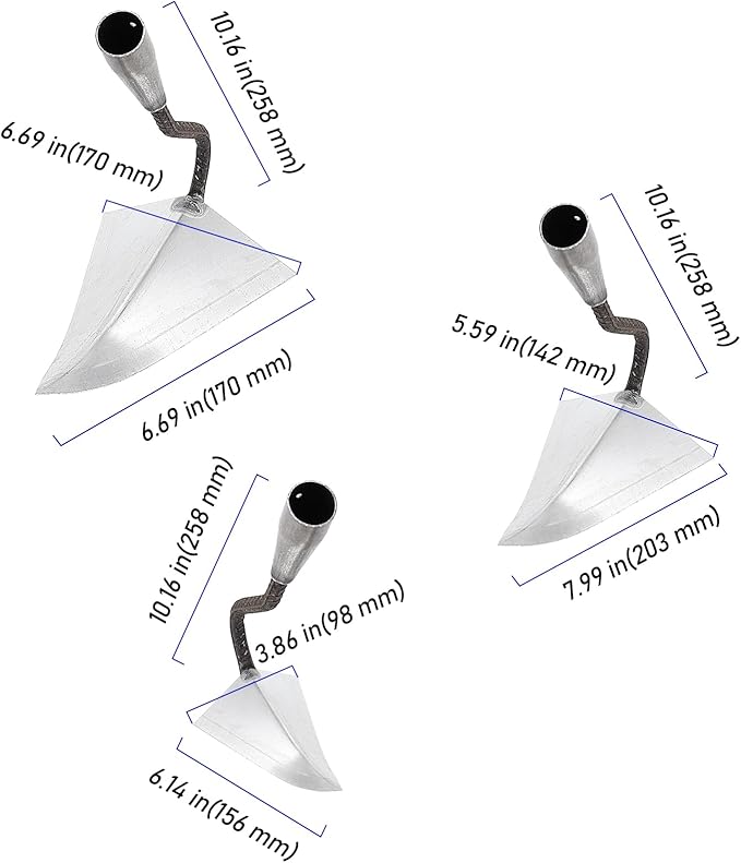 3 PCS Hoe Garden Tool Set, Hardened Hoe Garden Planting Hoe, Triangle Gardening Hoe with Sharp Blade, Hand Plow Hoe for Digging, Backyard Weeding, Loosing Soil