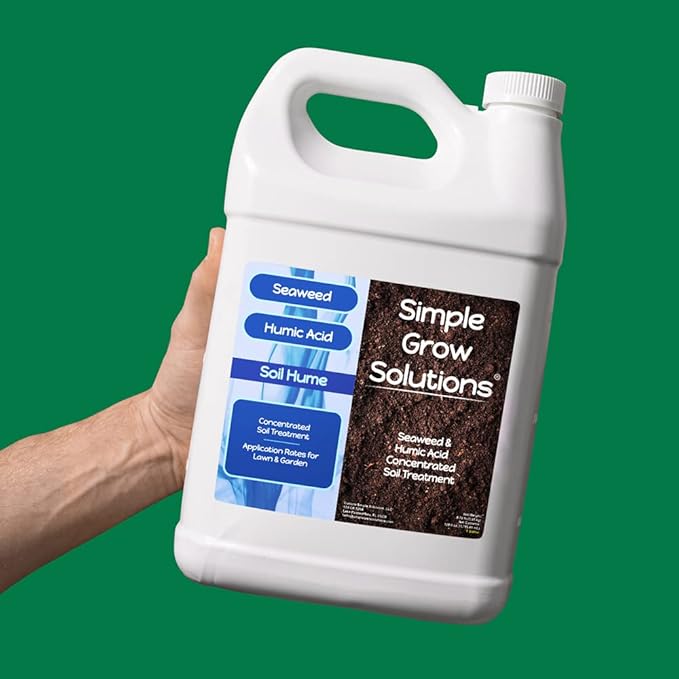 Organic Super Seaweed Humic Acid Blend- Liquid Sea Kelp for Grass and Plants - Soil Hume - Simple Grow Solutions- Natural Lawn & Garden Concentrated Treatment- Use with Fertilizer Program (128 Ounce)