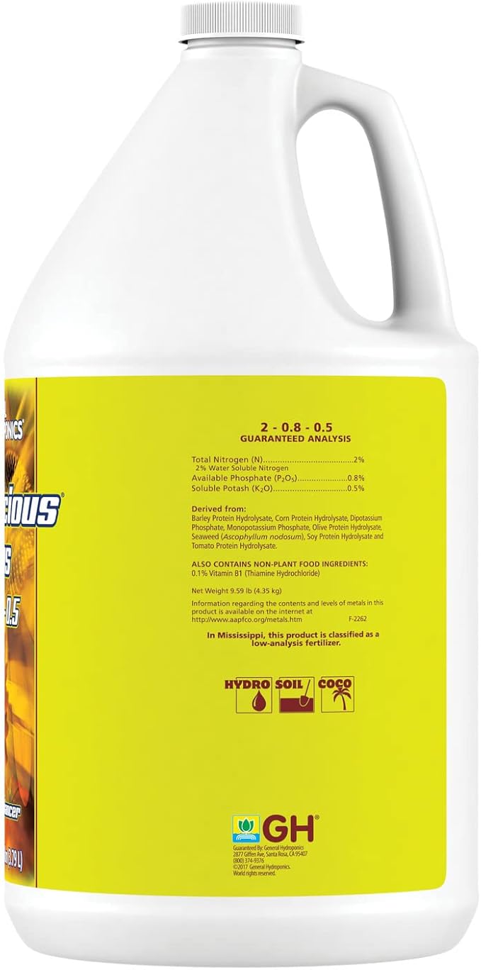 General Hydroponics Floralicious Plus, Vitality Plant Food, 2-0.8-0.5, 1 gal.