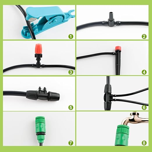 72FT Drip Irrigation Kit, Automatic Garden System with 1/4 inch 1/2 inch Black Tubing Hose, Watering Drip System, DIY Micro Drip Irrigation Set for Greenhouse, Raised Bed, Lawn, Outdoor