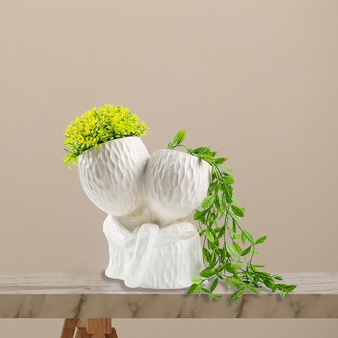 Head Planter for Indoor Plants Face Flower Pots Outdoor Plant Accessories Mug Succulent Planters with Drainage Hole Mom Hug Daughter