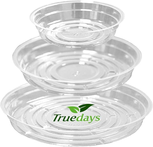TRUEDAYS 15 Pack(6 inch/8inch/10inch) Clear Plant Saucers Flower Pot Tray Excellent for Indoor & Outdoor Plants