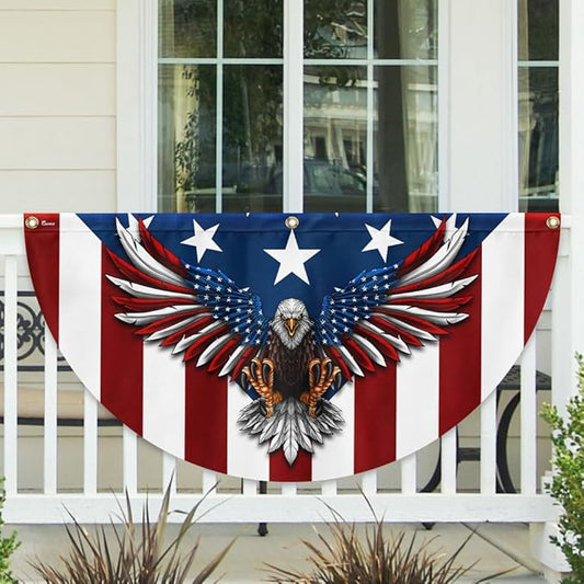 FLAGWIX American Flag Patriotic Eagle American Non-Pleated Fan Flag TPT1636F, 3x6 ft, 1 Pack Suitable for Outdoor and Indoor