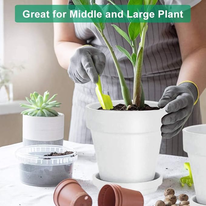 vensovo 8 Inch White Clay & Terracotta Pots for Plant with Saucer - 2 Pack Large Ceramic Terra Cotta Planter with Drainage Hole, Clay Flower Pot with Tray for Indoor Outdoor Plants