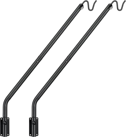 Kingsyard 2 Pack Heavy Duty Wall Mounted Deck Hook, 27"-39" Adjustable Metal Plant Wall Hanger for Hanging Bird Feeders, Planters, Lanterns, Wind Chimes, Wall Mounted