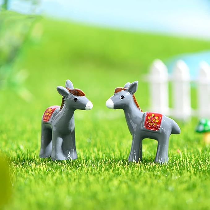 MAOMIA 20pcs Miniature Donkey Figurines Easter Cake Toppers, Mini Donkey DIY Craft Plant Pot Fairy Garden Landscape Decor Ornament