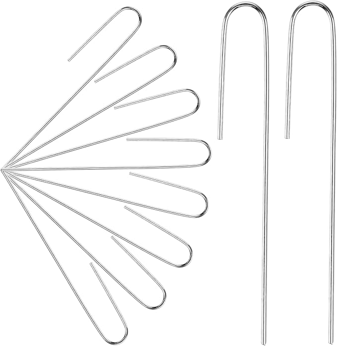 100Pcs Irrigation Drip Tubing Landscape Pins J Shape Garden Stakes 5 Inch Landscaping Staples Lawn Pins for Drip Tubing (Hold Drip Tubing Up to 1/2" Diameter)