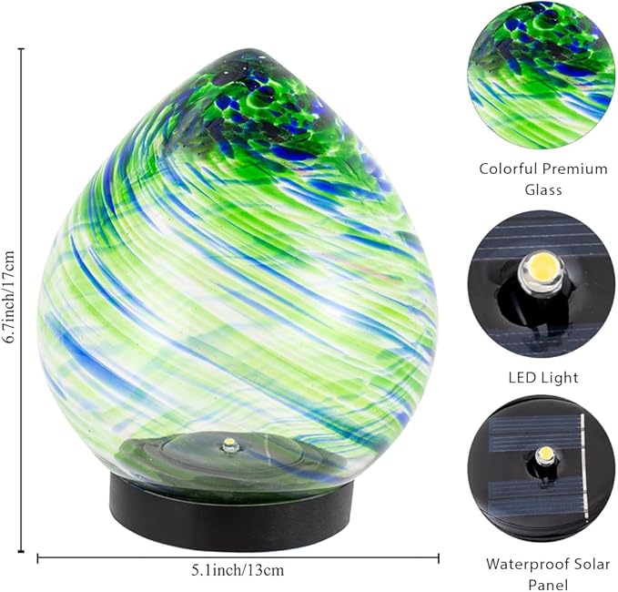 Solar Garden Lights, Decorative Solar Lanterns Outdoor Waterproof Glass Globe Light, Colorful Outdoor Lights for Patio, Porch Decor