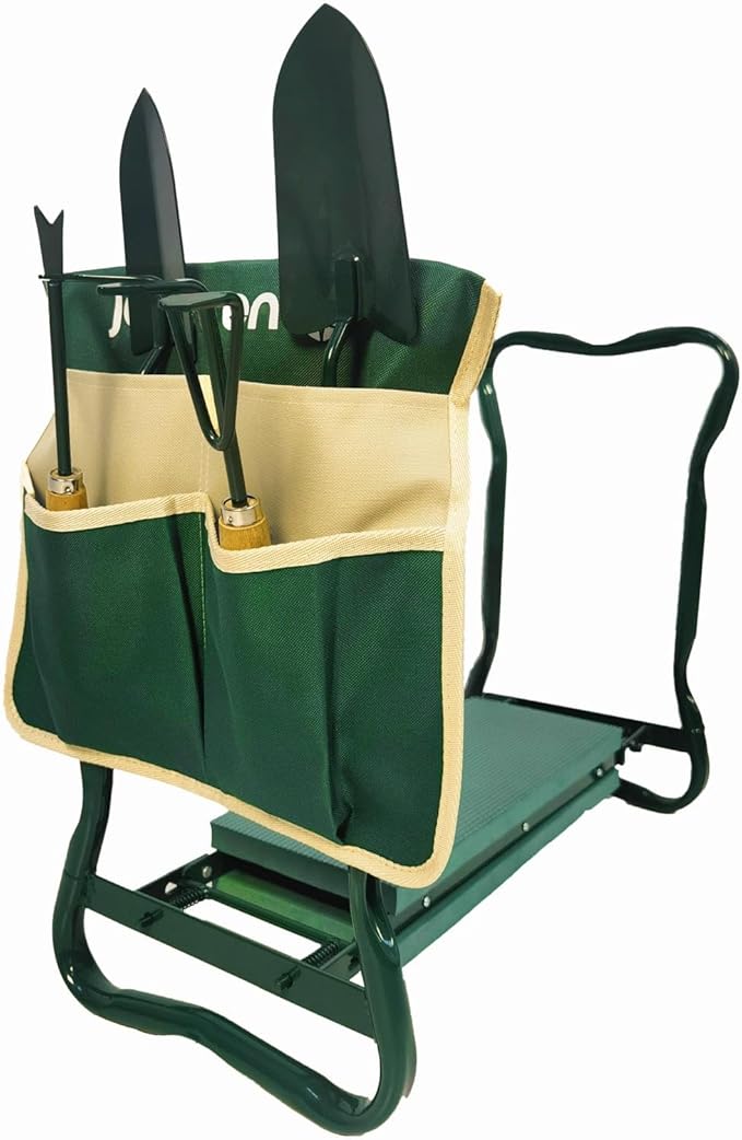 Garden Kneeler and Seat Garden Bench Garden Stools Foldable Stool with Tool Bag Pouch EVA Foam Pad Outdoor Portable Kneeler Gardening Gifts for Women Men, Large 21.65"x10.62"x18.89", Green