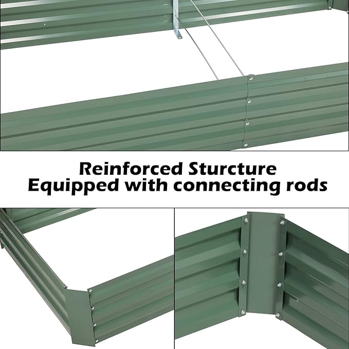 Aoodor 6 x 3 x 1 ft Outdoor Raised Garden Bed, Reinforced Galvanized Steel Planter Box for Vegetables, Fruits, Flowers, and Herbs